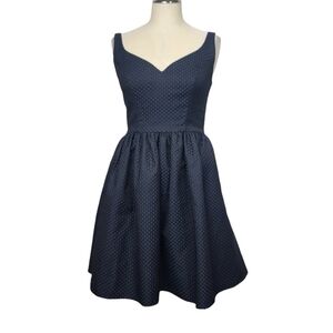 Jill Jill Stuart Black Blue Polka Dot Sweetheart Back Zip Dress 0